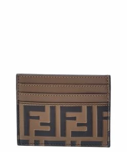FENDI FF Logo Leather Card Holder Women Wallets & Card Cases