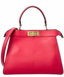 FENDI Peekaboo ISeeYou Medium Leather Tote Women Satchels & Top Handles