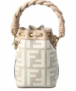 FENDI Mon Tresor Mini FF Canvas & Leather Bucket Bag Women Bucket Bags 6 FENDI Mon Tresor Mini FF Canvas & Leather Bucket Bag Women Bucket Bags -Fendi Sales Store 1111840401 RLLZ 2