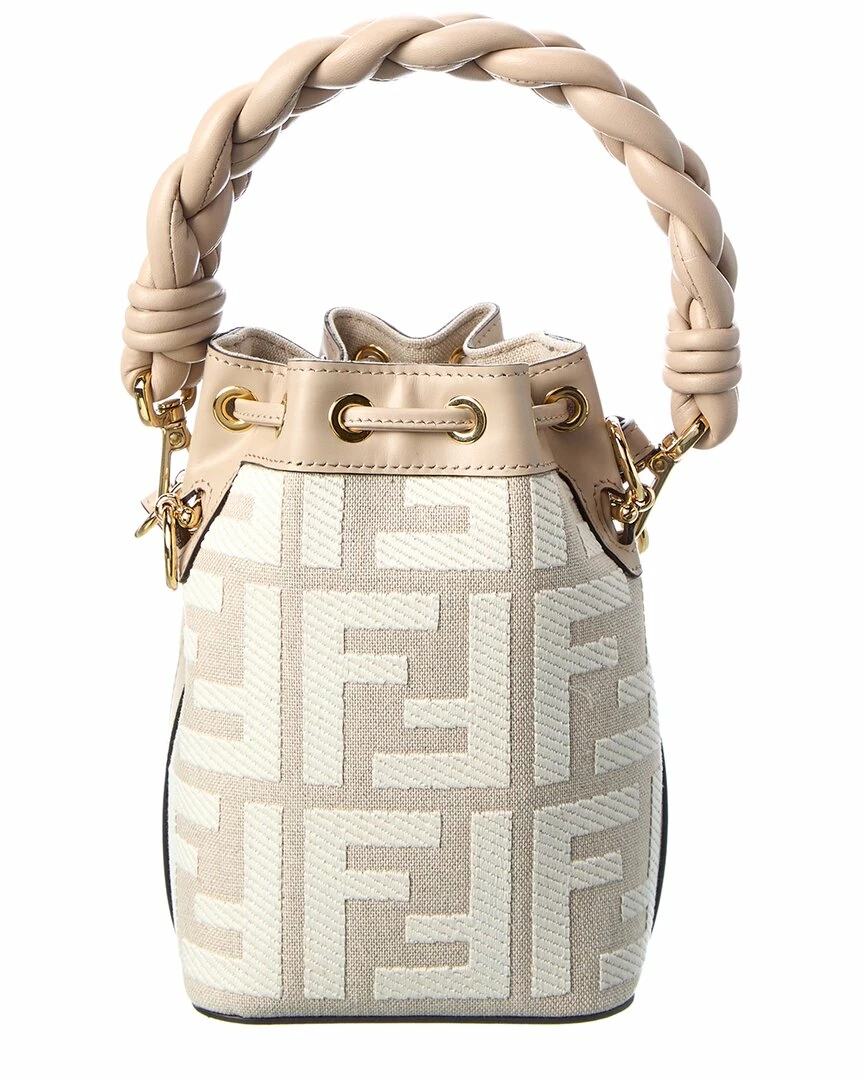 FENDI Mon Tresor Mini FF Canvas & Leather Bucket Bag Women Bucket Bags 4 FENDI Mon Tresor Mini FF Canvas & Leather Bucket Bag Women Bucket Bags - Image 2