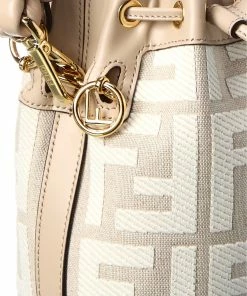 FENDI Mon Tresor Mini FF Canvas & Leather Bucket Bag Women Bucket Bags 7 FENDI Mon Tresor Mini FF Canvas & Leather Bucket Bag Women Bucket Bags -Fendi Sales Store 1111840401 RLLZ 3