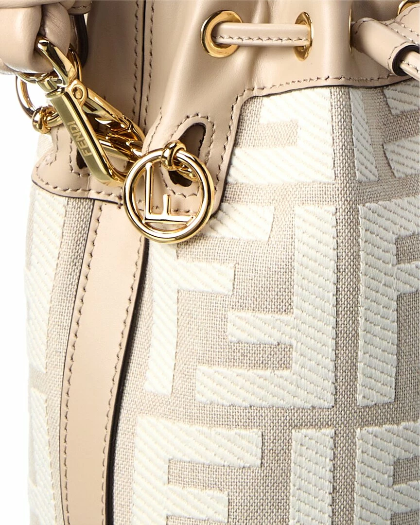 FENDI Mon Tresor Mini FF Canvas & Leather Bucket Bag Women Bucket Bags 5 FENDI Mon Tresor Mini FF Canvas & Leather Bucket Bag Women Bucket Bags - Image 3