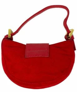 FENDI Limited Edition Red Suede Croissant (Authentic Pre-Owned) Women Shoulder Bags -Fendi Sales Store 1111844647 RLLZ 2