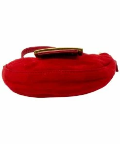 FENDI Limited Edition Red Suede Croissant (Authentic Pre-Owned) Women Shoulder Bags -Fendi Sales Store 1111844647 RLLZ 3