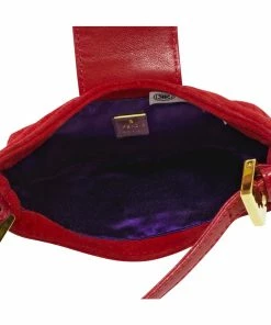 FENDI Limited Edition Red Suede Croissant (Authentic Pre-Owned) Women Shoulder Bags -Fendi Sales Store 1111844647 RLLZ 4