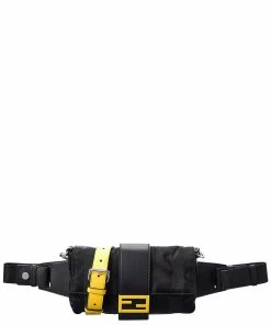 FENDI Black Pequin Canvas Baguette Belt Bag (Authentic Pre-Owned) Women Belt Bags