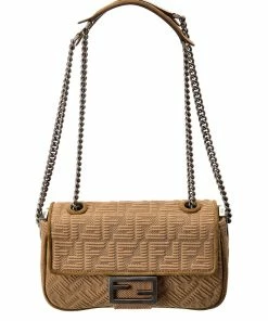 FENDI Baguette Midi FF Tech Mesh Shoulder Bag Women Shoulder Bags