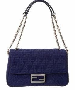 FENDI Baguette Midi Large FF Tech Mesh Shoulder Bag Women Shoulder Bags