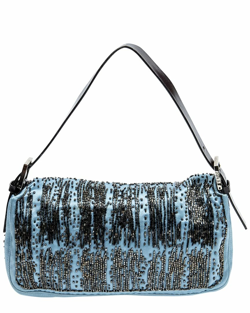 FENDI Limited Edition Blue Python Leather & Silk Beaded Baguette (Authentic Pre-Owned) Women Shoulder Bags 4 FENDI Limited Edition Blue Python Leather & Silk Beaded Baguette (Authentic Pre-Owned) Women Shoulder Bags - Image 2