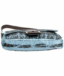 FENDI Limited Edition Blue Python Leather & Silk Beaded Baguette (Authentic Pre-Owned) Women Shoulder Bags 9 FENDI Limited Edition Blue Python Leather & Silk Beaded Baguette (Authentic Pre-Owned) Women Shoulder Bags -Fendi Sales Store 1160321423 RLLZ 3
