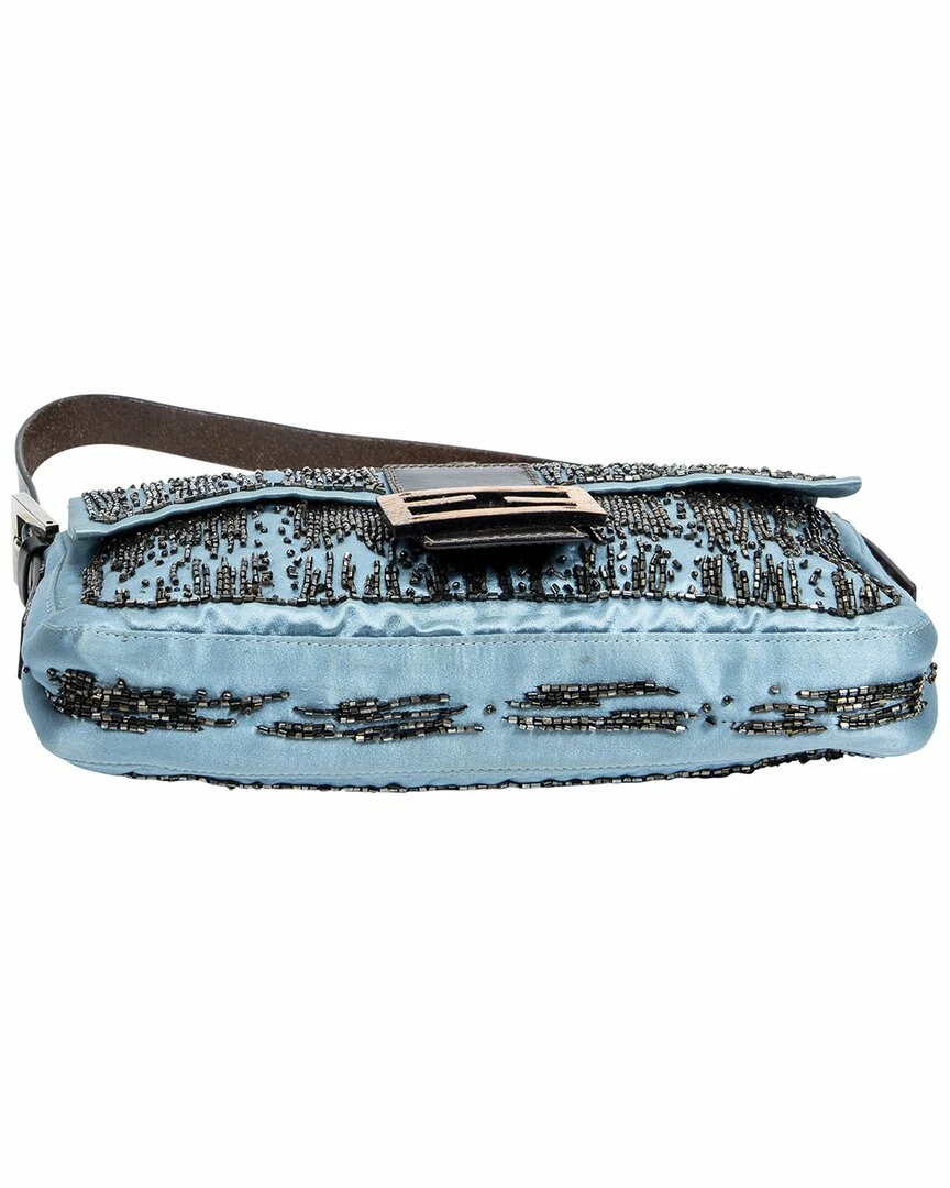 FENDI Limited Edition Blue Python Leather & Silk Beaded Baguette (Authentic Pre-Owned) Women Shoulder Bags 5 FENDI Limited Edition Blue Python Leather & Silk Beaded Baguette (Authentic Pre-Owned) Women Shoulder Bags - Image 3