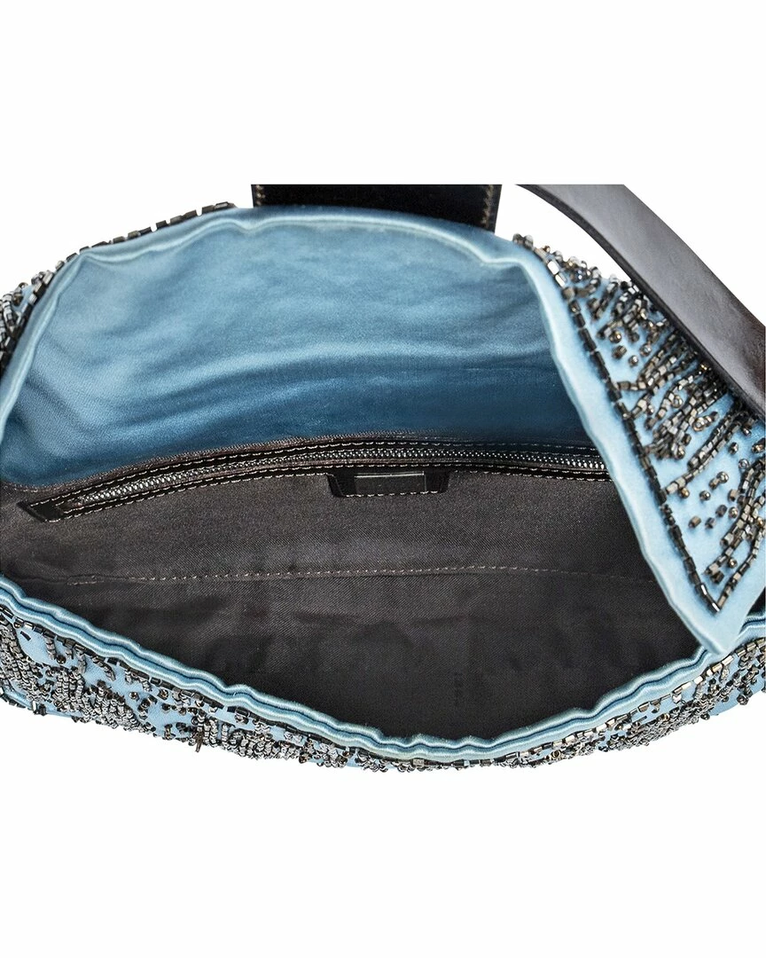 FENDI Limited Edition Blue Python Leather & Silk Beaded Baguette (Authentic Pre-Owned) Women Shoulder Bags 6 FENDI Limited Edition Blue Python Leather & Silk Beaded Baguette (Authentic Pre-Owned) Women Shoulder Bags - Image 4