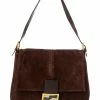 FENDI Dark Brown Zucca-Print Leather Mamma Tote (Authentic Pre-Owned) Women Shoulder Bags