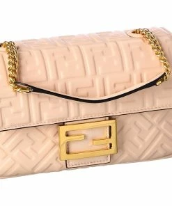 FENDI Baguette Midi FF Leather Shoulder Bag Women Shoulder Bags -Fendi Sales Store 1160449306 RLLZ 3