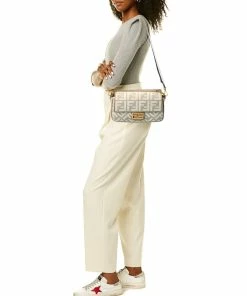 FENDI Baguette FF Canvas & Leather Shoulder Bag Women Shoulder Bags -Fendi Sales Store 1160475167 RLLZ 4