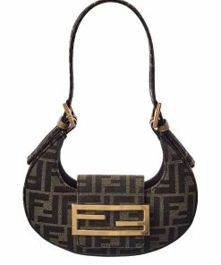 FENDI Cookie Mini FF Jacquard Hobo Bag Women Shoulder Bags