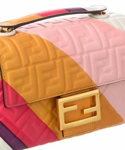 FENDI Baguette Midi FF Leather Shoulder Bag Women Shoulder Bags -Fendi Sales Store 1160506319 RLLZ 3