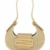 FENDI Cookie Mini Raffia & Leather Hobo Bag Women Shoulder Bags