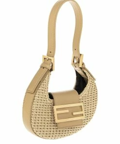 FENDI Cookie Mini Raffia & Leather Hobo Bag Women Shoulder Bags -Fendi Sales Store 1160506674 RLLZ 3