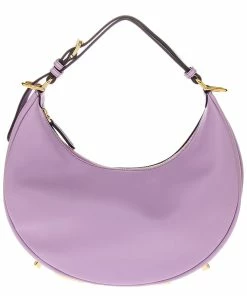 FENDI Fendigraphy Small Leather Hobo Bag Women Shoulder Bags