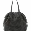 FENDI Drawstring Large Suede Tote Women Shoulder Bags