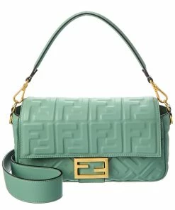 FENDI Baguette Leather Shoulder Bag Women Shoulder Bags