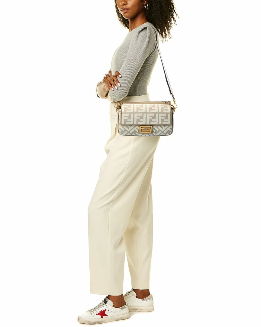 FENDI Baguette FF Canvas & Leather Shoulder Bag Women Shoulder Bags 6 FENDI Baguette FF Canvas & Leather Shoulder Bag Women Shoulder Bags - Image 4