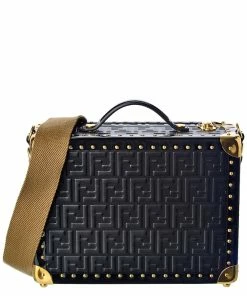 FENDI FF Motif Rigid Small Leather Travel Trunk Home Suitcases