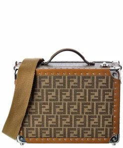 FENDI FF Motif Rigid Small Leather Travel Trunk Home Suitcases
