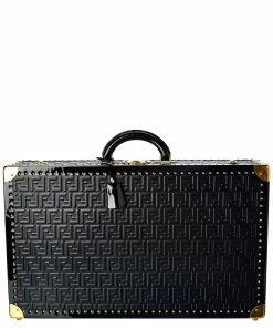 FENDI FF Motif Rigid Large Leather Travel Trunk Home Suitcases