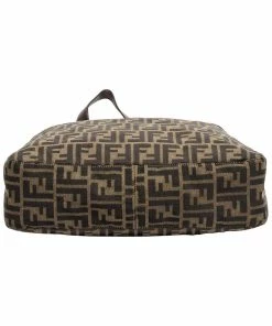 FENDI Brown Zucca-Print Canvas Hobo Bag (Authentic Pre-Owned) Women Totes -Fendi Sales Store 1161430776 RLLZ 3