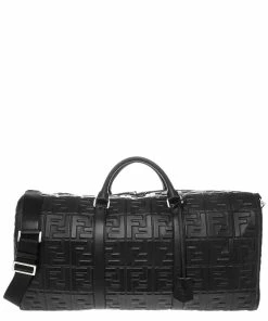 FENDI FF Leather Holdall Bag Women Totes