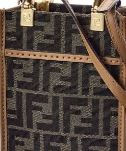 FENDI Sunshine Mini FF Jacquard & Leather Tote Women Totes -Fendi Sales Store 1161539245 RLLZ 3