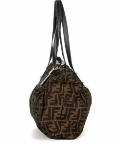 FENDI Brown Zucca-Print Canvas Zucca Ruffled Tote (Authentic Pre-Owned) Women Totes -Fendi Sales Store 1161547880 RLLZ 3