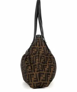 FENDI Brown Zucca-Print Canvas Zucca Ruffled Tote (Authentic Pre-Owned) Women Totes -Fendi Sales Store 1161547880 RLLZ 5