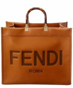 Fendi Sales Store 21 FENDI Sunshine Leather Tote Women Totes