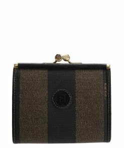 FENDI Brown Coated Canvas Pequin Compact Wallet (Authentic Pre-Owned) Women Wallets & Card Cases