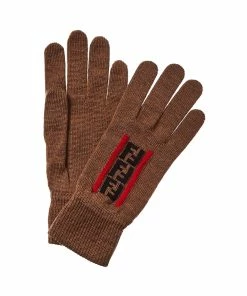 FENDI Zucca Logo Wool Gloves Women