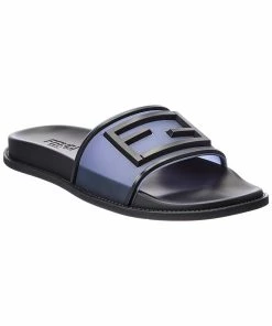 Fendi Sales Store 23 FENDI Logo Rubber Slide Men Sandals