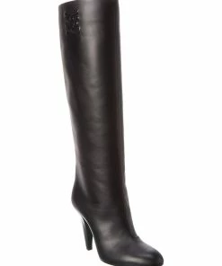 FENDI Karligraphy Leather Knee-High Boot Women Boots