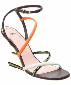 FENDI First Leather Sandal Women Heeled Sandals
