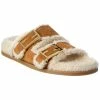 FENDI Feel Suede & Shearling Sandal Women Flat Sandals
