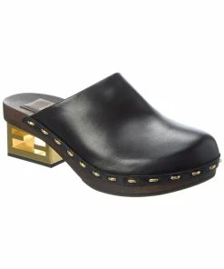 FENDI Leather Mule Women Slides & Mules