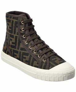 FENDI Domino FF Jacquard High-Top Sneaker Women Fashion Sneakers